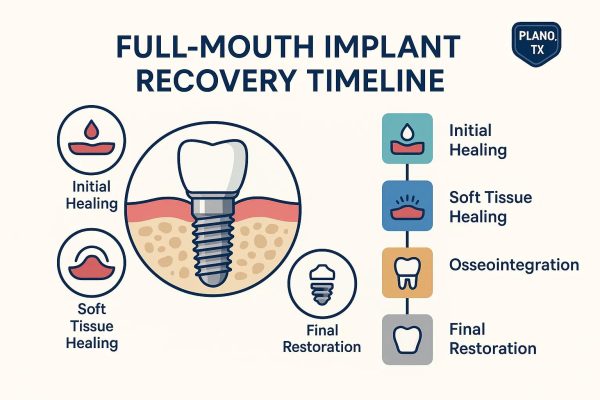 full-mouth dental implant recovery time in Plano TX